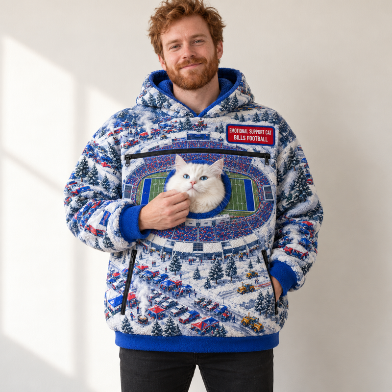 Buffalo Aerial Stadium Cat Pouch Hoodie