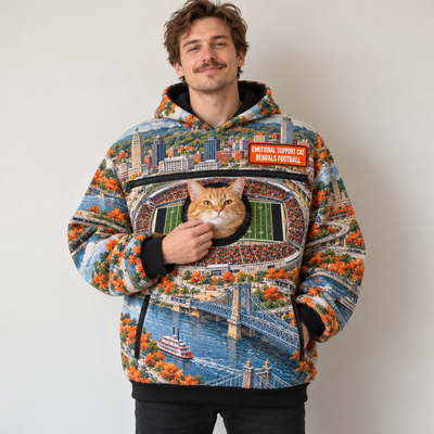 Cincinnati Aerial Stadium Cat Pouch Hoodie