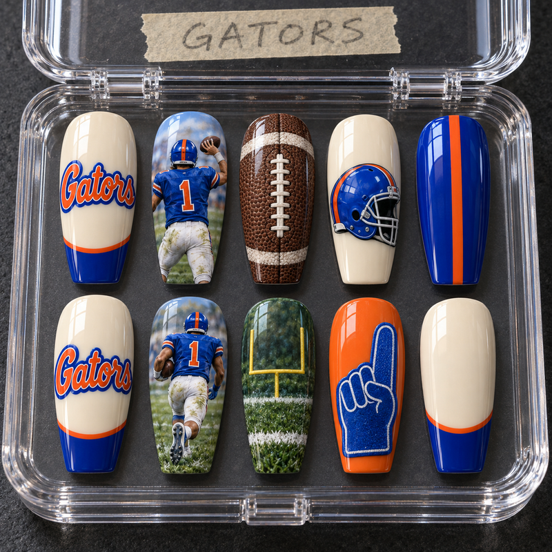 Gainesville Football Fan Press On Nails
