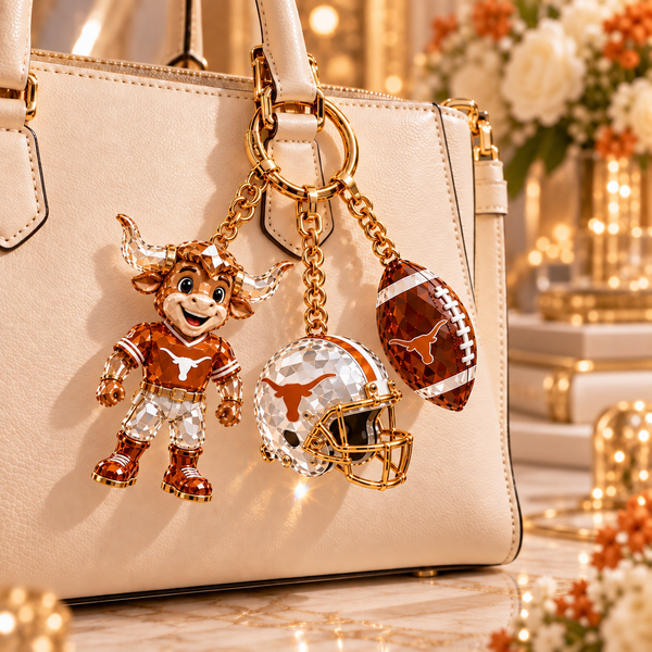 Texas Football Fan Bag Charm Set - On Bag