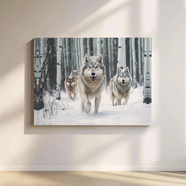 Wolf Pack Winter Forest printable wall art digital download
