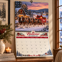 Clydesdale Christmas Wagon 2027 Wall Calendar