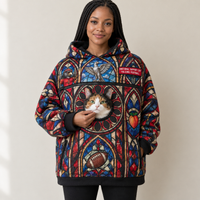 Atlanta Stained Glass Cat Pouch Hoodie