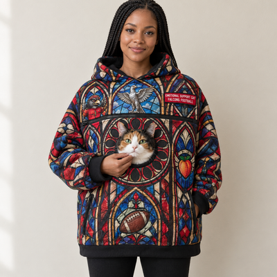 Atlanta Stained Glass Cat Pouch Hoodie
