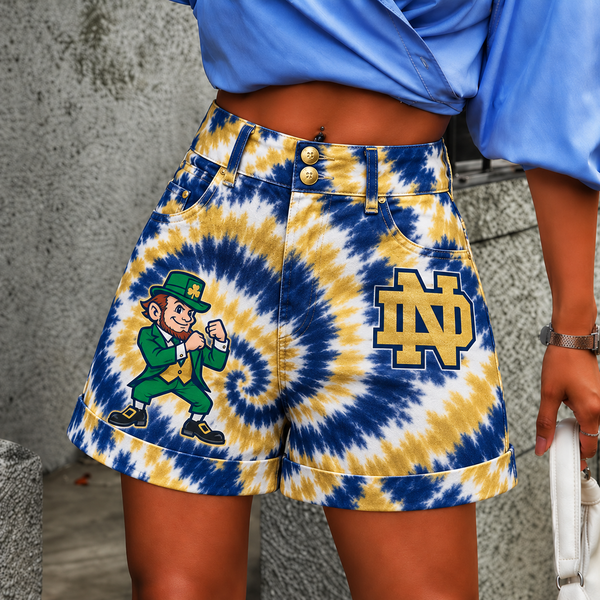 South Bend Tie-Dye Spiral Cuffed Shorts - Close Up