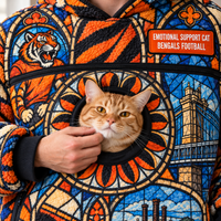 Cincinnati Stained Glass Cat Pouch Hoodie