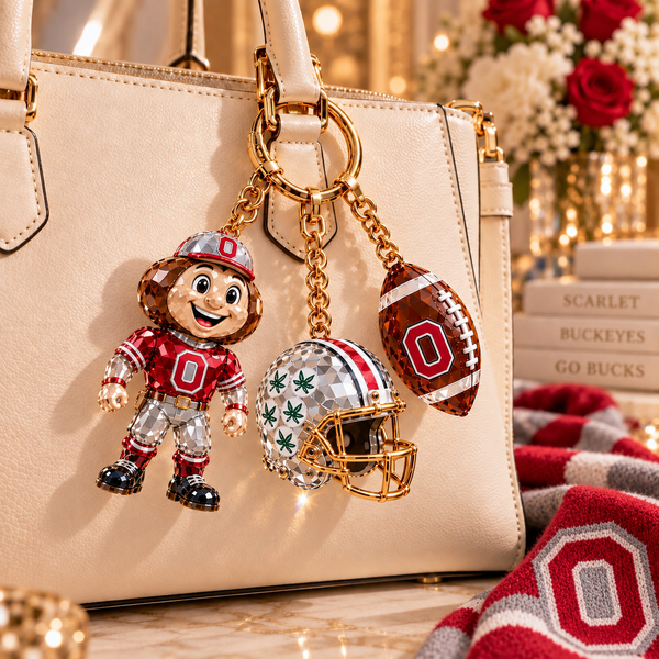Ohio State Football Fan Bag Charm Set - On Bag