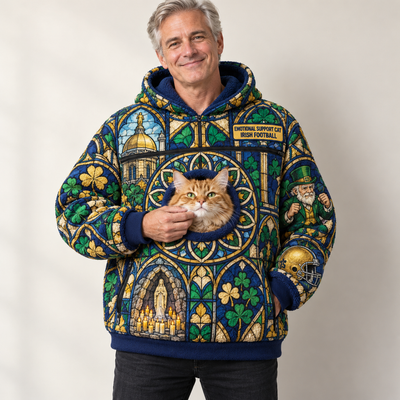South Bend Stained Glass Cat Pouch Hoodie