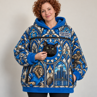Detroit Stained Glass Cat Pouch Hoodie