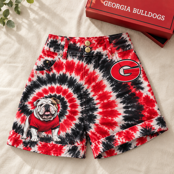 Athens Tie-Dye Spiral Cuffed Shorts - Flat Lay