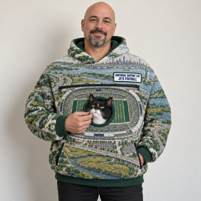 New York Aerial Stadium Cat Pouch Hoodie