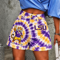 Baton Rouge Tie-Dye Spiral Cuffed Shorts