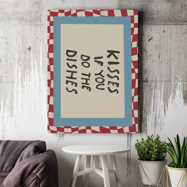 Kisses If You Do The Dishes printable wall art digital download