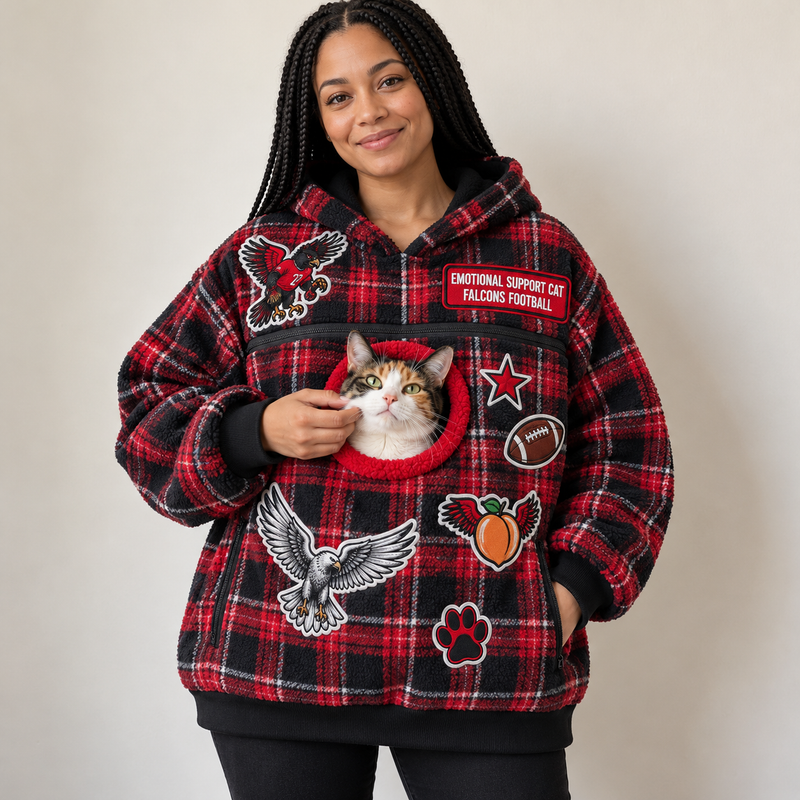 Atlanta Tartan Patches Cat Pouch Hoodie