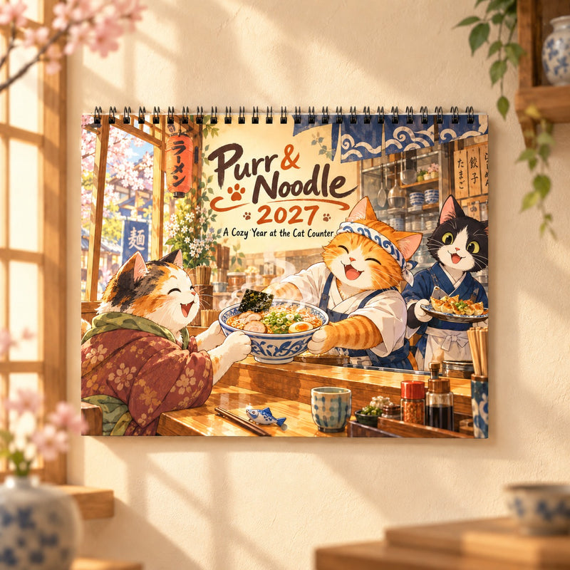 Purr and Noodle 2027 Wall Calendar