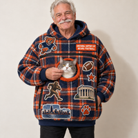 Chicago Tartan Patches Cat Pouch Hoodie