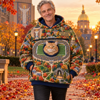 South Bend Aerial Stadium Cat Pouch Hoodie