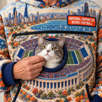 Chicago Aerial Stadium Cat Pouch Hoodie