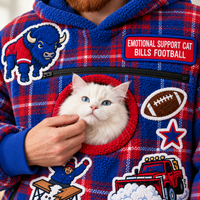 Buffalo Tartan Patches Cat Pouch Hoodie
