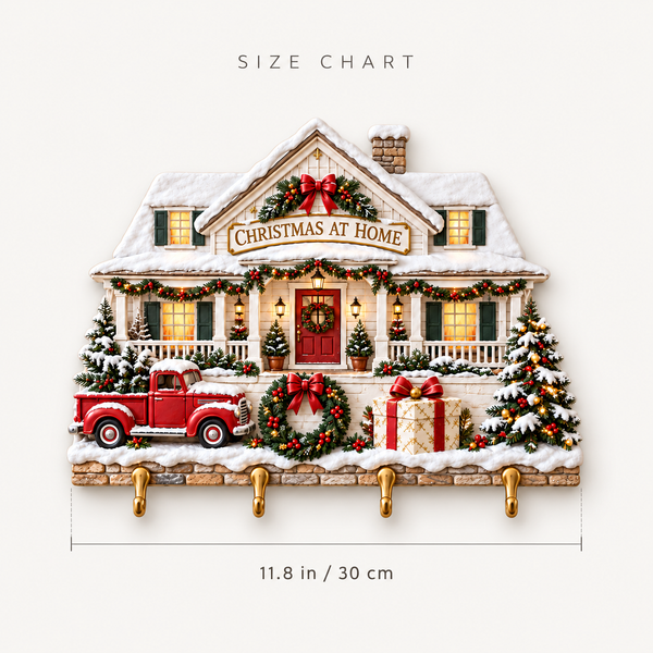 Red Truck Christmas Story Wall Key Holder - Size Chart