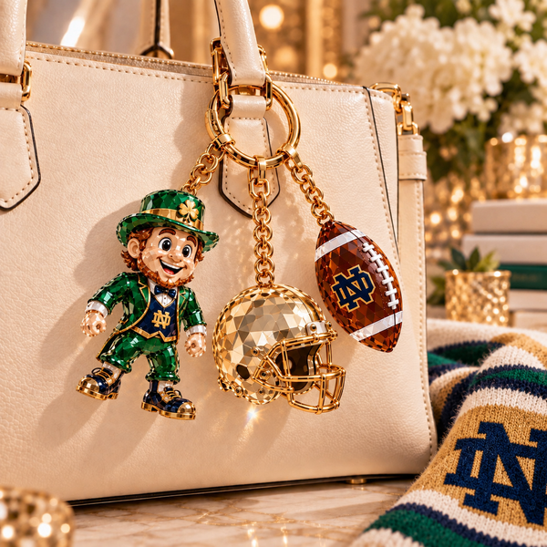 Notre Dame Football Fan Bag Charm Set - On Bag