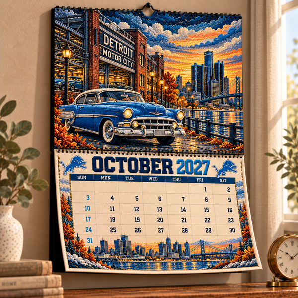 Detroit Football Fan 2027 Wall Calendar - On Wall