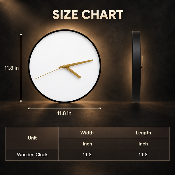 Moonlit Skeleton Story Wall Clock - Size Chart