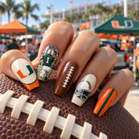 Miami Football Fan Press On Nails