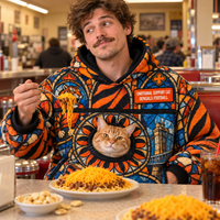 Cincinnati Stained Glass Cat Pouch Hoodie