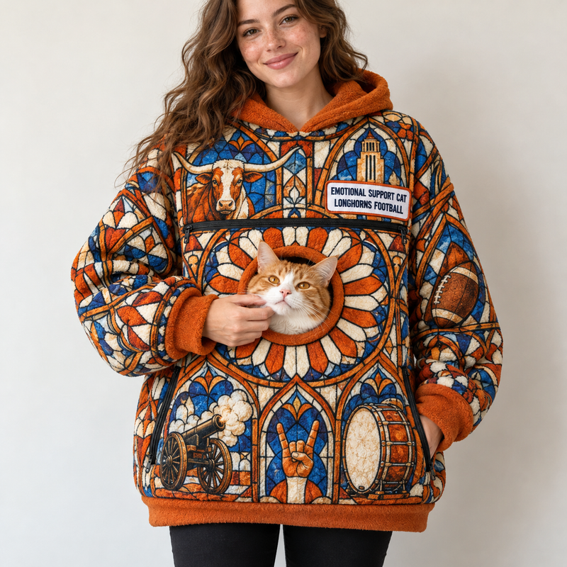 Austin Stained Glass Cat Pouch Hoodie